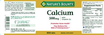 Nature's Bounty Calcium 500 mg With Vitamin D3 - mineral supplement