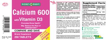 Nature's Bounty Calcium 600 With Vitamin D3 - mineral supplement