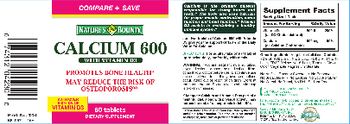 Nature's Bounty Calcium 600 With Vitamin D3 - supplement