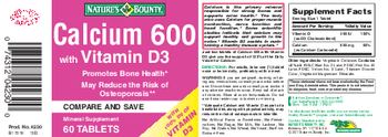 Nature's Bounty Calcium 600 With Vitamin D3 - supplement