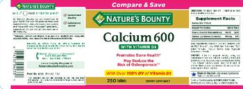 Nature's Bounty Calcium 600 With Vitamin D3 - supplement