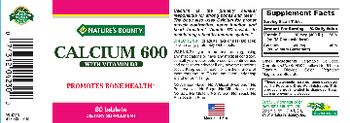 Nature's Bounty Calcium 600 With Vitamin D3 - supplement