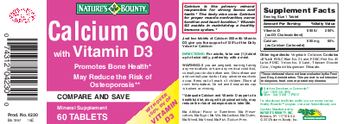 Nature's Bounty Calcium 600 With Vitamin D3 - mineral supplement