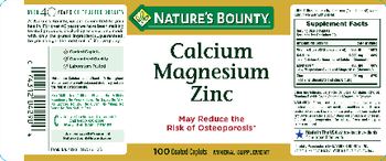 Nature's Bounty Calcium Magnesium Zinc - supplement
