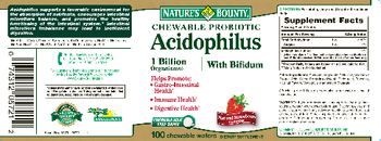 Nature's Bounty Chewable Probiotic Acidophilus With Bifidum Natural Strawberry Flavor - supplement