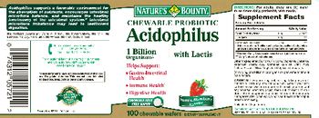 Nature's Bounty Chewable Probiotic Acidophilus With Lactis Natural Strawberry Flavor - supplement