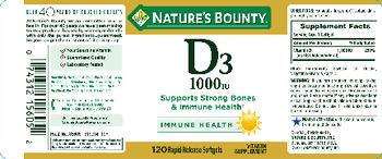 Nature's Bounty D3 1000 IU - vitamin supplement