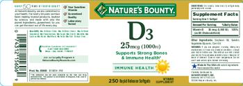 Nature's Bounty D3 25 mcg (1000 IU) - vitamin supplement