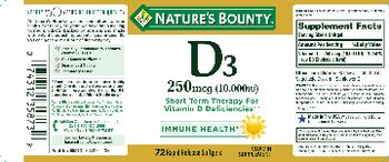 Nature's Bounty D3 250 mcg (10,000 IU) - vitamin supplement