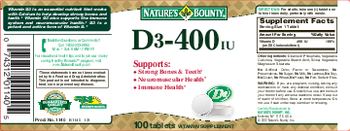 Nature's Bounty D3-400 IU - vitamin supplement