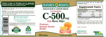 Nature's Bounty Delicious Chewable Vitamin C-500 mg With Rose Hips Natural Orange Flavor - vitamin supplement