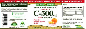 Nature's Bounty Delicious Chewable Vitamin C-500mg With Rose Hips Natural Orange Flavor - vitamin supplement