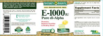 Nature's Bounty E-1000 IU Pure Dl-Alpha - vitamin supplement