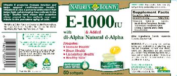 Nature's Bounty E-1000 IU With Dl-Alpha & Added Natural D-Alpha - vitamin supplement