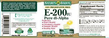 Nature's Bounty E-200 IU Pure Dl-Alpha - vitamin supplement