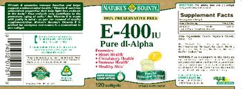 Nature's Bounty E-400 IU Pure DL-Alpha - vitamin supplement