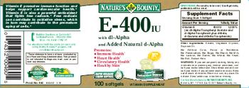 Nature's Bounty E-400 IU With DL-Alpha And Added Natural D-Alpha - vitamin supplement