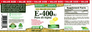 Nature's Bounty E-400IU Pure Dl-Alpha - vitamin supplement