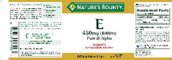 Nature's Bounty E 450 mg (1000 IU) Pure DL-Alpha - vitamin supplement
