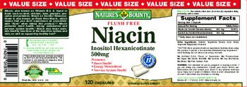 Nature's Bounty Flush Free Niacin Inositol Hexanicotinate 500 mg - vitamin supplement
