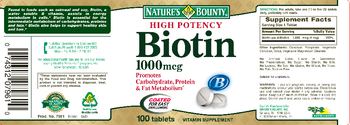 Nature's Bounty High Potency Biotin 1000 mcg - vitamin supplement