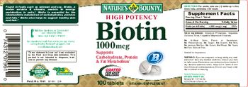 Nature's Bounty High Potency Biotin 1000 mcg - vitamin supplement