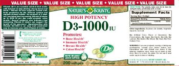 Nature's Bounty High Potency D3-1000 IU - vitamin supplement