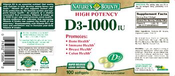 Nature's Bounty High Potency D3-1000 IU - vitamin supplement