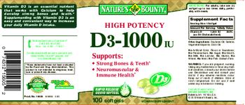 Nature's Bounty High Potency D3-1000 IU - vitamin supplement