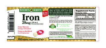 Nature's Bounty Iron 28 mg - mineral supplement