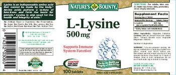 Nature's Bounty L-Lysine 500mg - amino acid supplement