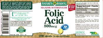 Nature's Bounty Maximum Strength Folic Acid 800 mcg - vitamin supplement