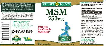 Nature's Bounty MSM 750 mg - supplement