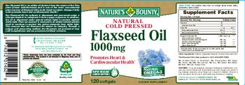 Nature's Bounty Natural Cold Pressed Flaxseed Oil 1000mg - supplement