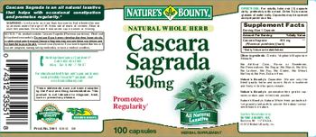 Nature's Bounty Natural Whole Herb Cascara Sagrada 450 mg - herbal supplement