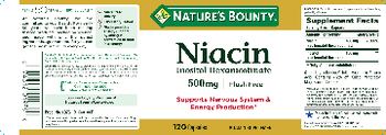 Nature's Bounty Niacin Inositol Hexanicotinate 500 mg - vitamin supplement