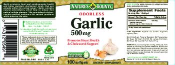 Nature's Bounty Odorless Garlic 500 mg - supplement