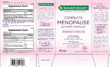 Nature's Bounty Optimal Solutions Complete Menopause A.M. Formula - supplement