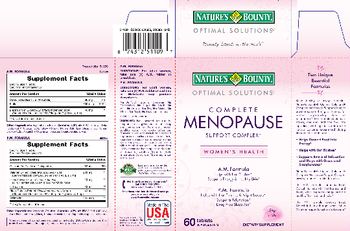 Nature's Bounty Optimal Solutions Complete Menopause Support Complex A.M. Formula - supplement