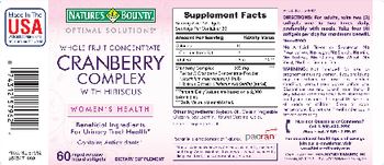 Nature's Bounty Optimal Solutions Cranberry Concentrate With Hibiscus - supplement