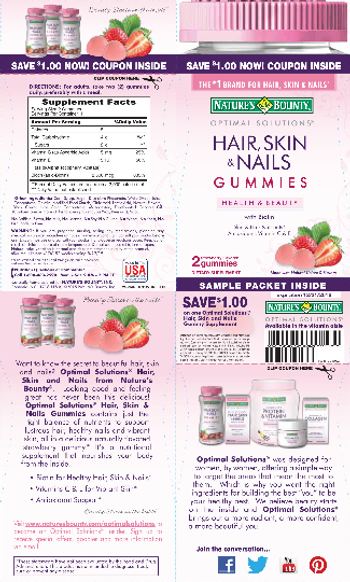 Nature's Bounty Optimal Solutions Hair, Skin & Nails Gummies Strawberry Flavored - supplement