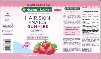 Nature's Bounty Optimal Solutions Hair, Skin & Nails Gummies With Biotin Strawberry Flavored - supplement