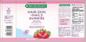 Nature's Bounty Optimal Solutions Hair, Skin & Nails Gummies with Biotin Strawberry Flavored - supplement