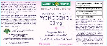 Nature's Bounty Optimal Solutions Super Antioxidant Pycnogenol 30 mg - supplement