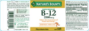 Nature's Bounty Quick Dissolve B-12 2500 mcg Natural Cherry Flavor - vitamin supplement