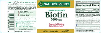Nature's Bounty Quick Dissolve Biotin 5000 mcg Natural Strawberry Flavor - vitamin supplement