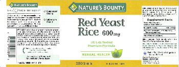 Nature's Bounty Red Yeast Rice 600 mg - herbal supplement