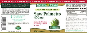 Nature's Bounty Saw Palmetto 450 mg - herbal supplement