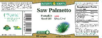 Nature's Bounty Saw Palmetto Pumpkin Seed Oil With Uva-Ursi - supplement