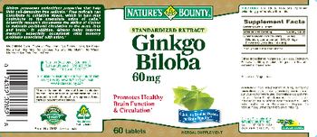 Nature's Bounty Standarized Extract Ginkgo Biloba 60 mg - herbal supplement